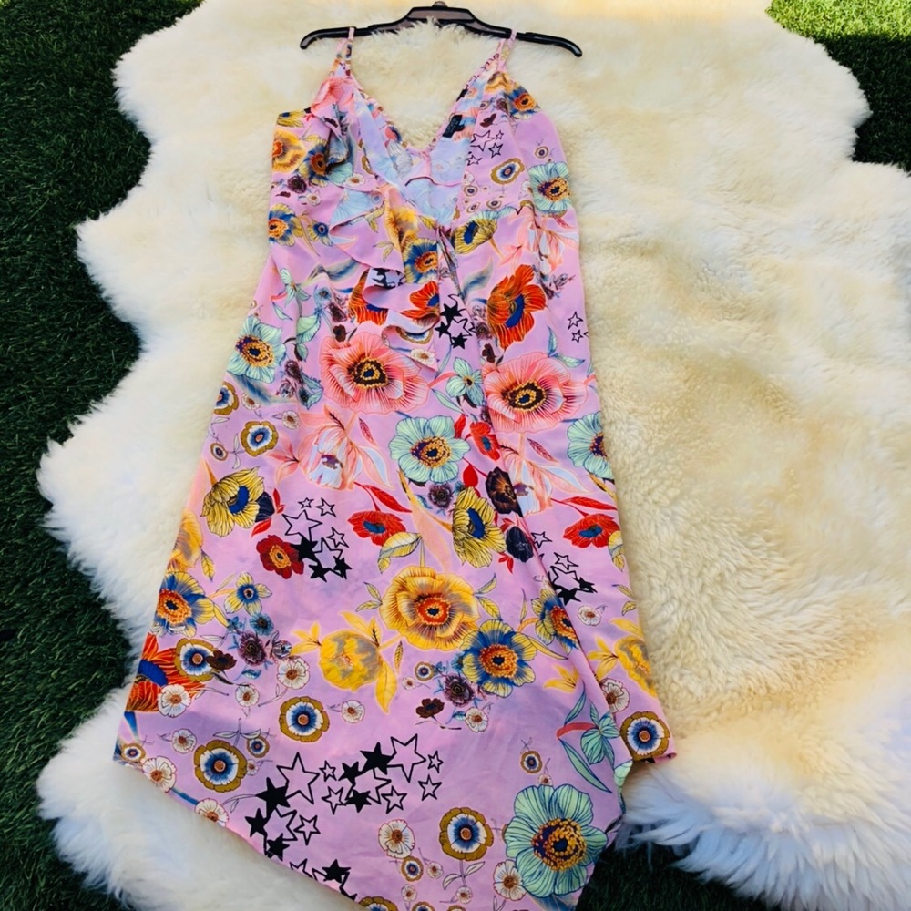 NWOT, Topshop Star Floral Ruffle Wrap Slip…